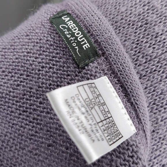 La Redoute Sweater Dress 14/16 Purple Tie Belt V-Neck Button Short Sleeve Mini - Picture 4 of 6